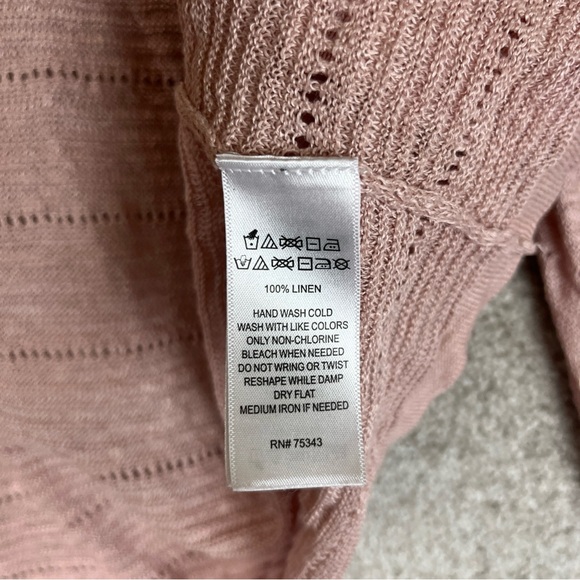 Cynthia Rowley Cardigan Womens Medium Pink Linen Long Sleeve Open Front- 1959* - Picture 8 of 11